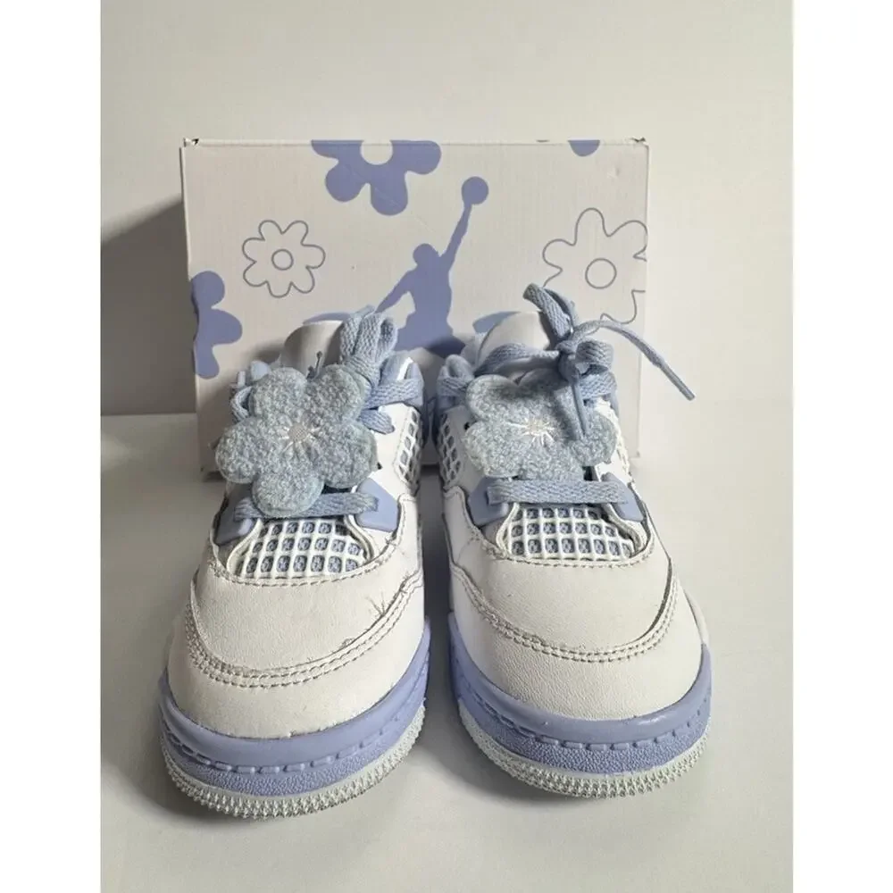 Nike Air Jordan 4 Retro TD Forget Me Not White Blue Toddler Size 7C w/ Box